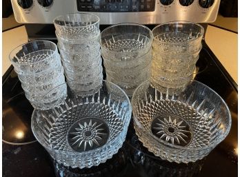 24  Diamond Starburst Glass Bowls By Arcoroc France.