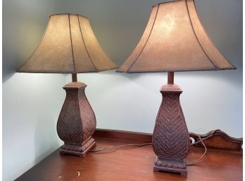 Pair Of Resin Table Lamps. 27' Tall