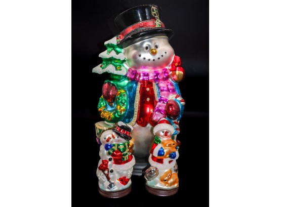 Thomas Pacconi 3 Glass Pieces Snowman With C/O