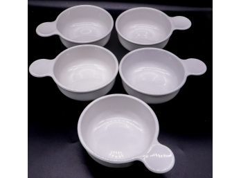 Vintage Set Of 5 White Corning Grab-It Bowls