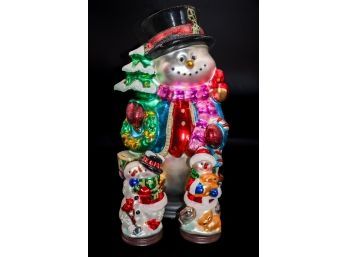 Thomas Pacconi 3 Glass Pieces Snowman With C/O