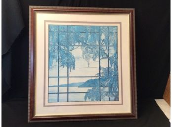 Large Framed Triple Matted Stained Glass Window Print 34 X 36