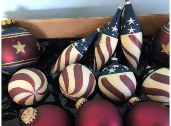 Patriotic Red White And Blue Ornament Lot 17 Pieces