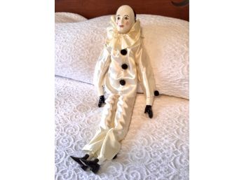 Lovely Pierrot Vintage China Doll With Cloth Body