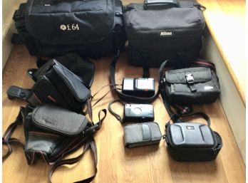 Nikon And Yashica  Cameras And Camera Bag Lot