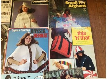 1950s To 1970s Knitting & Crochet Pattern Booklets Ponchos Afghans Scarves More