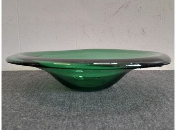 Green Glass Round Mid Century Dish