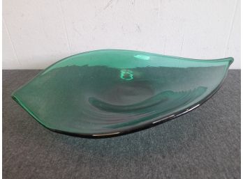 Mid Century Green Glass Dish