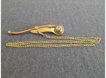 Brass Copper Smoking Pipe On A Chain