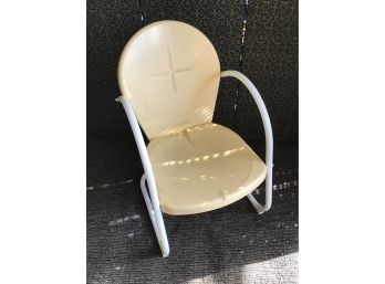 Vintage Yellow Metal Outdoor Chair