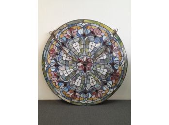 Large Round Stained Glass With Hanging Chain