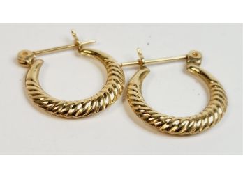14k  Yellow Small Gold Shrimp Hoop Earrings