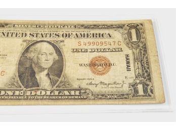 RARE 1935 A Series $1 One Dollar Hawaii Emergency WWII Note Brown Seal