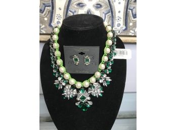 Traci Lynn Emerald Green Necklace And Earrings