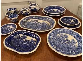 Set Of Copeland Spode's Tower Series Serving Pieces Gadroon Rim From 19th Century