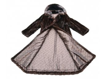 Erika B Hooded Mink Coat Mahogany Mink Detachable Hood And Belt