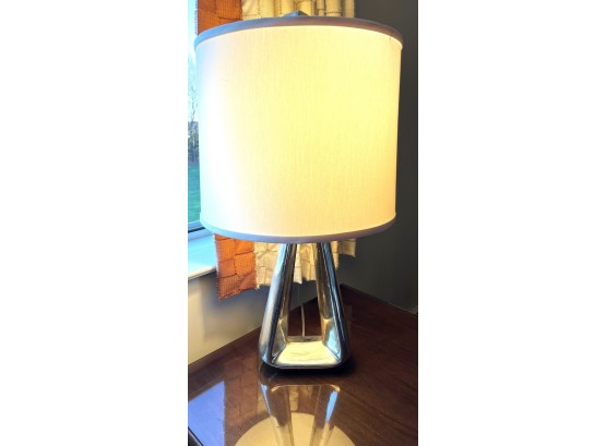 Vintage Amorphic MCM Metal Table Lamp Chrome W/ Shade