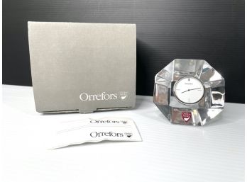 Orrefors Crystal Desk Clock New In Box