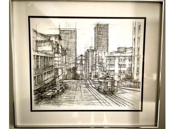 Black And White Framed Signed Etching By Artist Eric Nivelle
