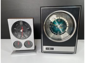 Vintage Howard Miller World Time Clock . Taylor Temp And Barometer