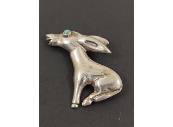 VINTAGE MEXICAN STERLING SILVER TURQUOISE EYE DONKEY BROOCH