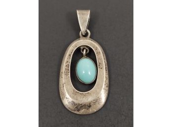 VINTAGE MEXICAN STERLING SILVER TURQUOISE PENDANT