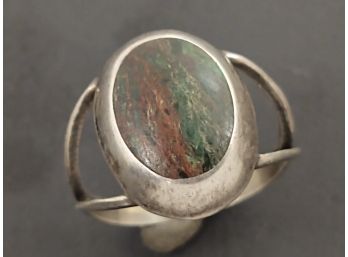 VINTAGE MEXICAN STERLING SILVER GREEN & RED TURQUOISE RING