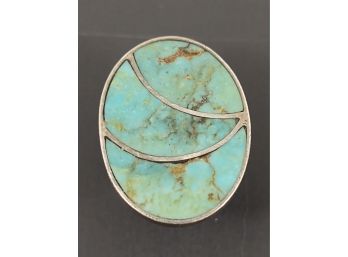 VINTAGE NATIVE AMERICAN STERLING SILVER INLAID TURQUOISE RING
