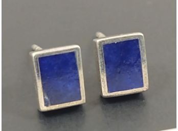 VINTAGE MEXICAN STERLING SILVER LAPIS EARRINGS