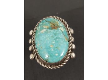 VINTAGE NATIVE AMERICAN STERLING SILVER TURQUOISE RING 'AS IS'