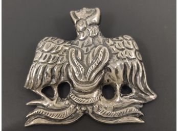 VINTAGE EARLY MEXICAN STERLING SILVER EAGLE GOD FIGURAL BROOCH