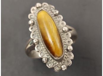 VINTAGE MEXICAN STERLING SILVER TIGERS EYE RING