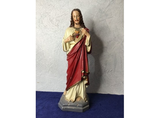 Vintage Large Religious Statue Red Cream Robe