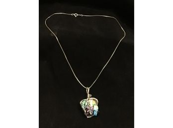 Large Muti Colored Stone Sterling Silver Necklace