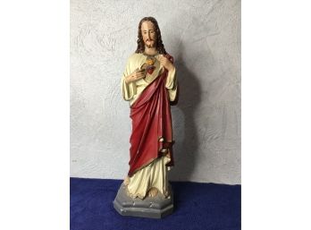 Vintage Large Religious Statue Red Cream Robe