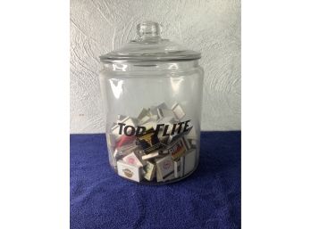 Top Flight Glass Jar With Match Book Collection