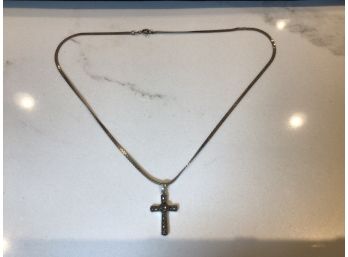 Sterling Silver Marcasite Cross Necklace 8.53 Grams