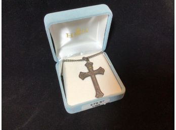 Large Sterling Silver Cross Blue Box