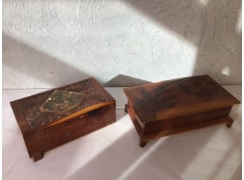 Hand Made Wooden Box Lot Of 2