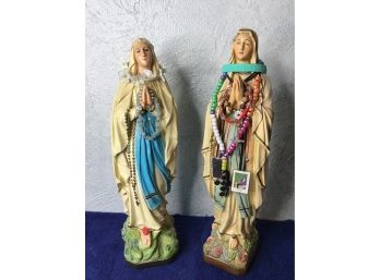 Vintage Lady Religious Statues Lot Of 2