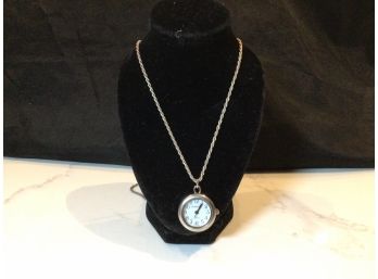 Long Sterling Silver Chair With Quartz Watch Pendant