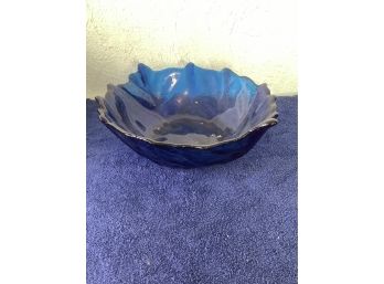 Blue Glass Leaf Bowl