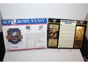 2000 Super Bowl XXXIV St. Louis Rams Over Titans Patch & 22Kt. Gold Ticket