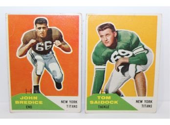 2 NY Titans Cards (became The Jets!) 1960 Fleer
