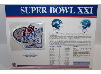 1987 Super Bowl XXI Giants Over The Broncos 39-20 Patch Only