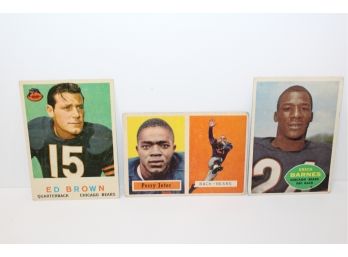 3 Vintage Chicago Bears Football Cards - Ed Brown - Perry Jeter - Erich Barnes