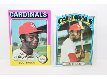 1972 & 1975 Lou Brock  HOF - Another Great Base Stealing Icon