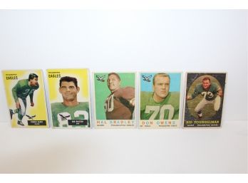5 Vintage Philadelphia Eagles Cards 1955 Bowman - 1959 Topps