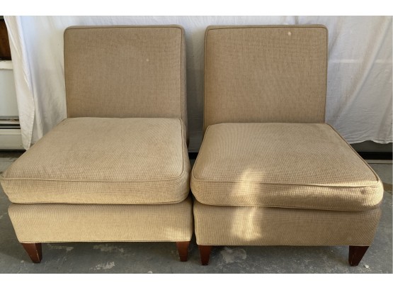 Pair Of Tan Slipper Chairs