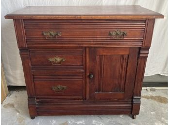 Beautiful Antique Three Drawer One Door Commode